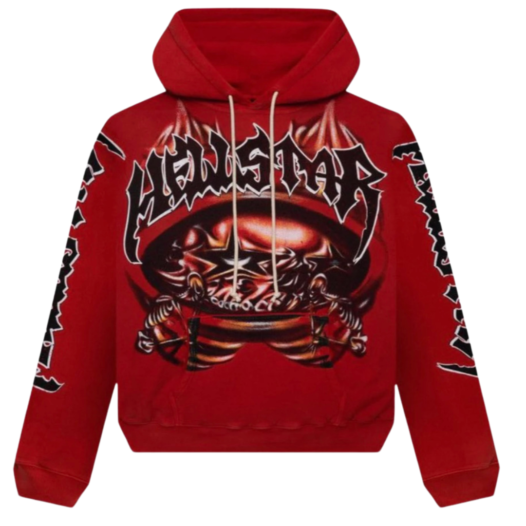 HELLSTAR- Hellstar Halloween Skeleton Airbushed Hoodie Red